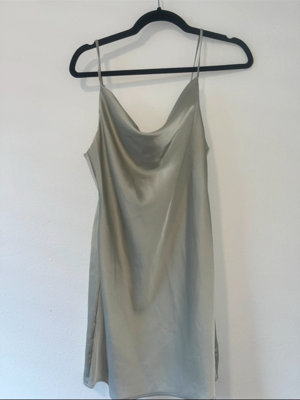 Urban Outfitters Satin Cowl Slip Dress in Sage Green